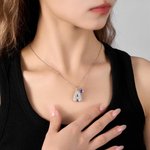 Personalised Pave Zircon 3D Puff Letter Initial Pendant Necklace with Birthstone Dainty Jewellery Birthday Anniversary Gift for Women