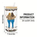 Verre en verre givré avec couvercle en bambou et paille Cadeau d'anniversaire pour les amis.