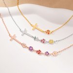 Collier de fleurs de naissance en émail 1-10 Croix de côté personnalisée Bijoux chrétiens Cadeau d'anniversaire de Noël pour les femmes