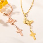 Personalisierte zierliche Geburt Monat Schmetterling Kreuz Halskette christlichen Schmuck Geburtstag Geschenk für Frauen