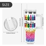 Personalized Faux Glitter Crayon Design 40oz Tumbler with Name Lid and Straw Appreciation Teacher's Day Gift for Teacher