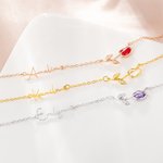 Collana personalizzata minimalista con pietra di nascita tulipano e nome laterale Regalo di Natale per la festa della mamma e di compleanno per le donne