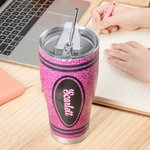 Personalized Multicolour Glitter Crayon Design 30oz Name Curved Tumbler with Straw Back to School Appreciation Gift for Teacher