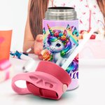 Gourde Isotherme 350ml Personnalisée avec Nom et Motif Licorne Fantastique Bouteille avec Paille en Silicone Cadeau Anniversaire pour Enfant