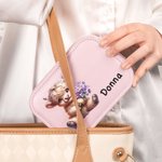 Personalized Cute Birth Flower Highland Cow Jewelry Box with LED Three-color Adjustable Makeup Mirror Travel Essential Birthday Gift for Women