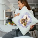 Personalized Pet Photo Throw Pillow Cover with Name Memorial Sympathy Gift for Cat Dog Lovers