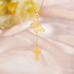 Personalisierte zierliche Geburt Monat Schmetterling Kreuz Halskette christlichen Schmuck Geburtstag Geschenk für Frauen