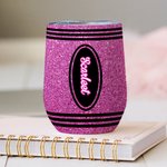 Henkilökohtainen Monivärinen värikynä Faux Glitter 12oz Wine Tumbler nimi Opettajan päivä arvostus lahja opettajalle