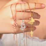 Personalisierte zierliche Geburt Monat Schmetterling Kreuz Halskette christlichen Schmuck Geburtstag Geschenk für Frauen