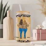 Verre en verre givré avec couvercle en bambou et paille Cadeau d'anniversaire pour les amis.