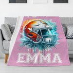 Personalized Neon Hockey Sports Design Soft Throw Blanket with Name Birthday Match Day Gift for Team Games Hockey Lovers