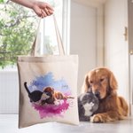 Personalisierte Haustier Foto wiederverwendbare große Canvas Tragetasche Geschenk für Tierliebhaber