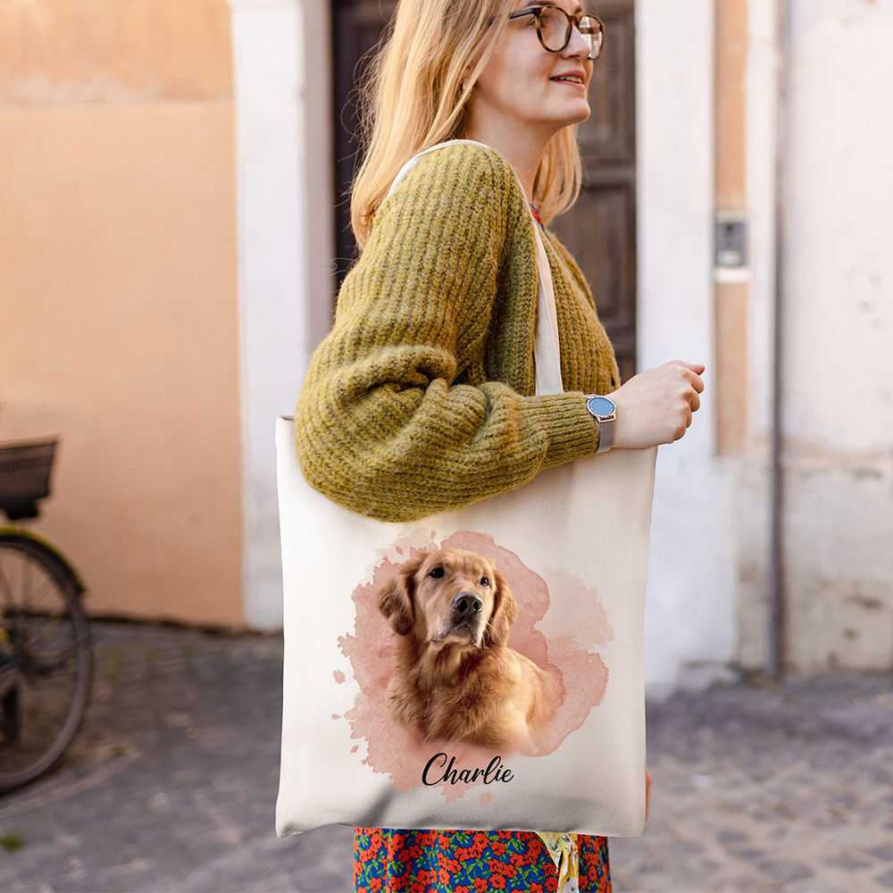 Borsa Tote In Cotone Con Golden Retriever – Ecologica, Elegante, Per La Spesa O Tutti I Giorni, Regalo Per Amanti Dei Cani