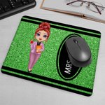 Personalised Cartoon Character Colorful Crayon Faux Glitter Mouse Pad with Name Appreciation Back to School Gift for Teacher