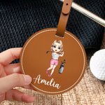 Henkilökohtainen sarjakuvahahmo PU Nahka Golf Tee haltija varastointi laukku nimi Golf tarvike syntymäpäivälahja Golfer Golf pelaaja