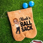Henkilökohtainen sarjakuvahahmo Flanelli Golf Ball Bag Sack 2 Golf Balls Golf tarvikkeet Hauska syntymäpäivälahja golfari Golf pelaaja