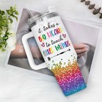 Personalized Faux Glitter Crayon Design 40oz Tumbler with Name Lid and Straw Appreciation Teacher's Day Gift for Teacher