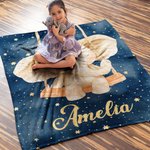 Personalised Cute Starry Night Elephant Soft Throw Blanket with Name Home Decor Birthday Gift for Kids