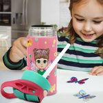 Personalised Butterfly Wings Birth Flower Fun Initial Cartoon 12oz Insulated Kid Name Water Bottle with Handle and Straw Birthday Gift for Boy Girl