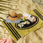 Personalized Oversized Crayon Faux Glitter Quick Dry Beach Towel with Name Teacher's Day Summer Vacation Accessory Gift for Teacher