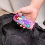 Personalised Cartoon Girl Woman Character Set of 2 Glitter Luggage Handle Wraps with Name and Contact Card Travel Accessories BIrthday Gift for Her