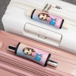 Personalised Cartoon Girl Woman Character Set of 2 Glitter Luggage Handle Wraps with Name and Contact Card Travel Accessories BIrthday Gift for Her