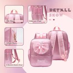 Personalized Bow Ballet Dress Waterproof Kid Backpack with Embroidered Name Back to School Birthday Gift for Girls