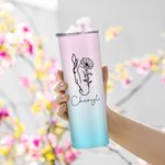 Personalized Line Drawing Birth Flower Horse Gradient 20oz Name Insulated Tumbler with Lid and Straw Birthday Gift for Women Horse Lovers