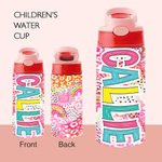 Personalised Bright Rainbow Name 12oz Kid Water Bottle with Silicone Straw and Spill-Proof Lid Back to School Outdoor Accessories Gift for Kids