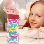 Personalised Bright Rainbow Name 12oz Kid Water Bottle with Silicone Straw and Spill-Proof Lid Back to School Outdoor Accessories Gift for Kids