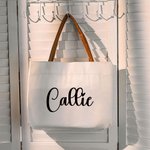 Personalisierte einfache wiederverwendbare Leinwand großen Namen Tragetasche Geburtstag Reisezubehör Geschenk für Frauen