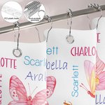 Gepersonaliseerd Multicolor Vlinder Naam Wolk Douchegordijn met 12 roestvrije zeilringen Badkamer Decor Verjaardag Housewarming Gift voor vrouwen Meis