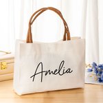 Personalisierte einfache wiederverwendbare Leinwand großen Namen Tragetasche Geburtstag Reisezubehör Geschenk für Frauen