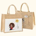 Sac à main personnalisé en forme de dessin animé avec fleur de naissance pour fille Cadeau d'anniversaire de mariage pour femmes filles