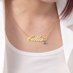 Personalized Dainty Heart Name Necklace with Birthstone Birthday Valentine's Day Anniversary Gift for Women