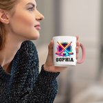 Tasse en céramique personnalisée avec nom et numéro Cadeau sportif d'anniversaire pour les amateurs de hockey