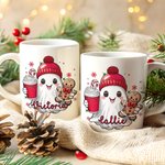 Personalisierte niedliche Beanie Geist Lebkuchen Zuckerstange 11oz 15oz Keramik Becher mit Namen Geburtstag Weihnachten Geschenk für Familie Freund