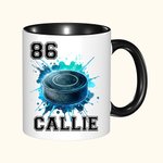 Tasse en céramique personnalisée avec nom et numéro Cadeau sportif d'anniversaire pour les amateurs de hockey