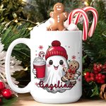 Personalisierte niedliche Beanie Geist Lebkuchen Zuckerstange 11oz 15oz Keramik Becher mit Namen Geburtstag Weihnachten Geschenk für Familie Freund