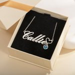 Personalized Dainty Heart Name Necklace with Birthstone Birthday Valentine's Day Anniversary Gift for Women