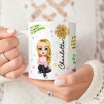 Personalized My Mental Breakdown Cup Cartoon Ceramic Mug with Birth Flower and Name Birthday Affirmation Gift for Family Friend