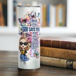 Bible personnalisée Nom du personnage de dessin animé 20oz Straight Skinny Tumble with Staw and Brush Birthday Christmas Gift for Christian