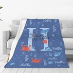Personalised Whale Puffer Sea Turtle  Ocean Animal Soft Throw Blanket with Name Home Decor Birthday Gift for Kids