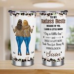 Personalized Because Of You I Laugh A Little Harder Stylish 20 oz Stainless Steel Tumbler with Name Birthday Gift for Besties Sisters