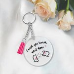 Personalised I Wish You Lived Next Door Heart State Map Acrylic Disc Keychain with Tassel Long Distance Farewell Christmas Gift for Friend Family