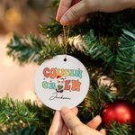 Gepersonaliseerde Cousin Crew Cartoon karakter keramische kerstbal met naam en sleutelkoord Kerst Home Decor Gift voor kinderen familie