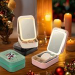 Personalizzato Retro Elf Elements Leather Jewelry Box con specchio per il trucco a LED di colore mutevole Regalo di Natale di compleanno per le donne