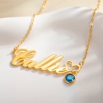 Personalized Dainty Heart Name Necklace with Birthstone Birthday Valentine's Day Anniversary Gift for Women