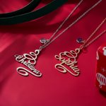 Collana personalizzata con nome dell'albero di Natale minimalista e pietra di parto Regalo di Natale invernale per le donne