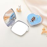 Miroir Portable Personnalisé avec Personnage Fleur de Naissance Nom Forme Cercle Carré Coeur Cadeau Anniversaire Noël Mariage pour Femme